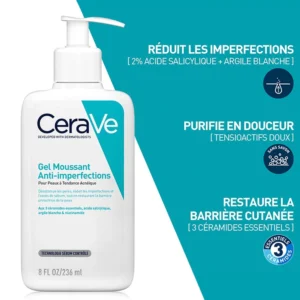 CERAVE – Gel Moussant Nettoyant Anti-Imperfections Peau à Tendance Acnéique – 236ml